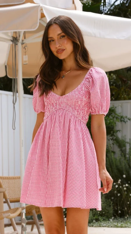 Mini dresses with beaded embellishments for a fancy event Sahirah Mini Dress - Red / White Gingham Mini dresses with beaded embellishments for a fancy event Sahirah Mini Dress - Red / White Gingham