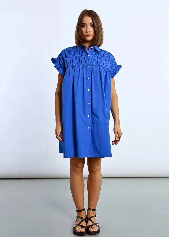 Belted Casual Dresses to Define the Waist​ Molly Bracken Cynthia Shirt Dress- Royal Blue