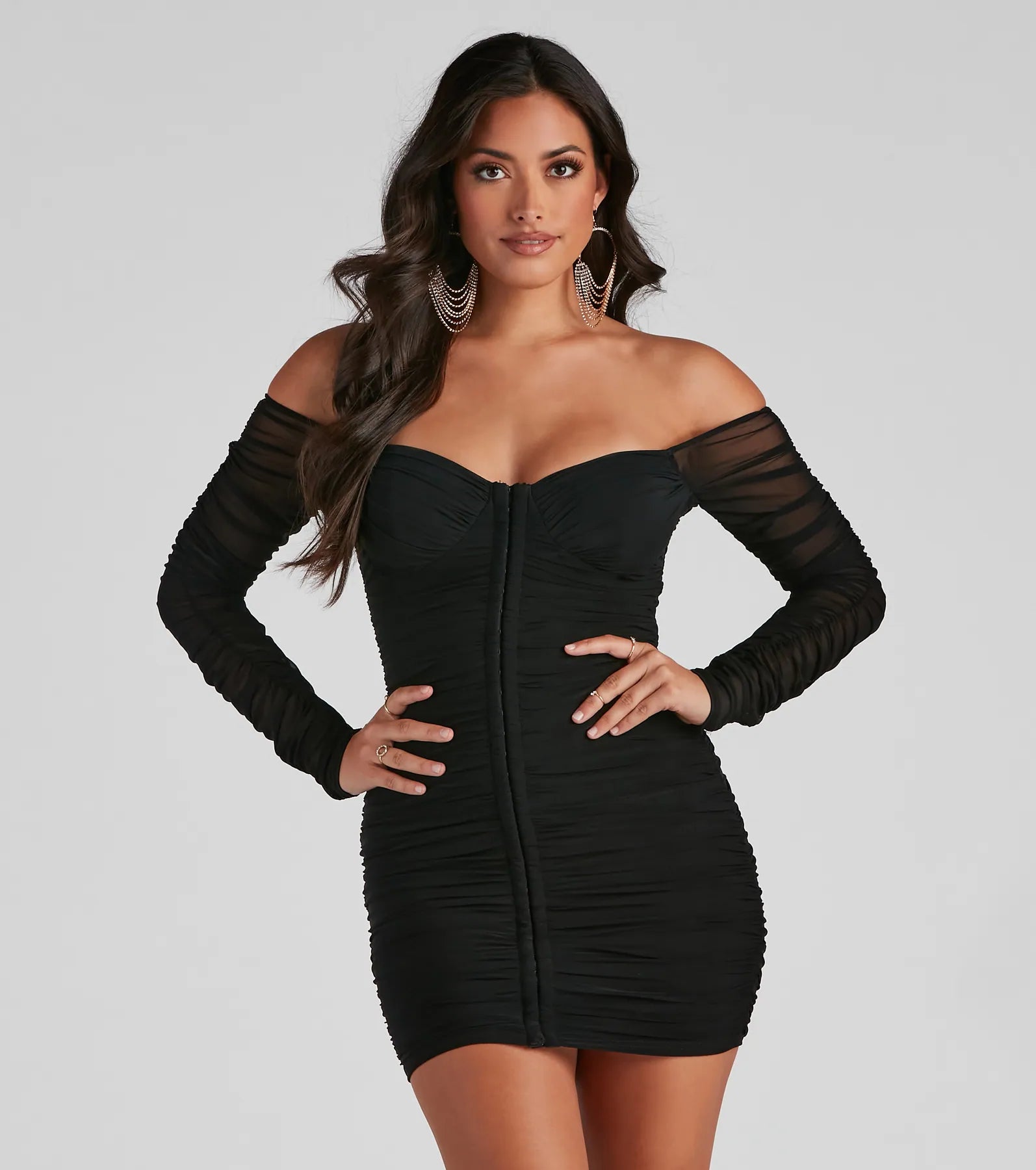Mini dresses with cut - out details for a trendy look Flirty And Chic Mesh Mini Dress