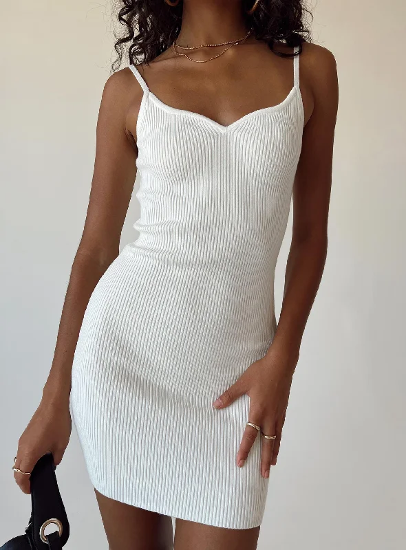 Spring - Season Casual Dresses in Fresh Colors​ Breton Mini Dress White