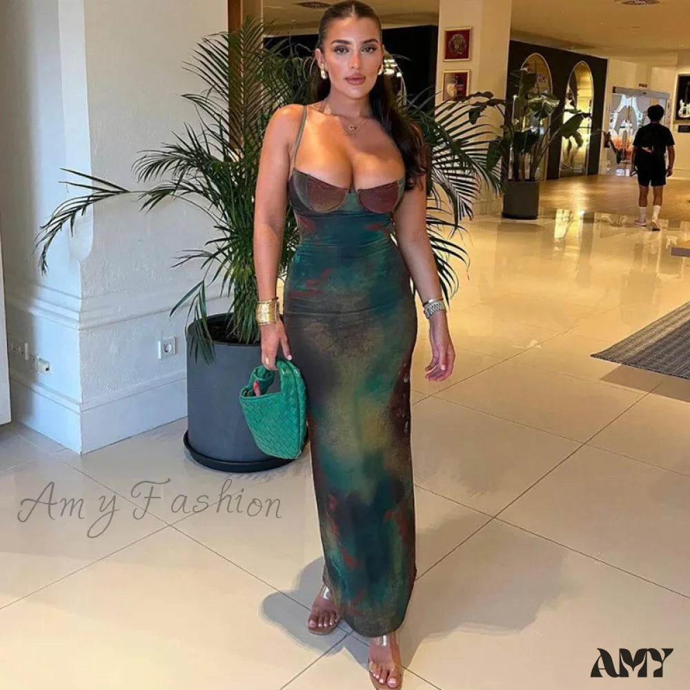 Long - Sleeve Casual Dresses in Lightweight Fabrics Amy Fashion - Elegant Spaghetti Strap Cleavage Boho Dress Long - Sleeve Casual Dresses in Lightweight Fabrics Amy Fashion - Elegant Spaghetti Strap Cleavage Boho Dress