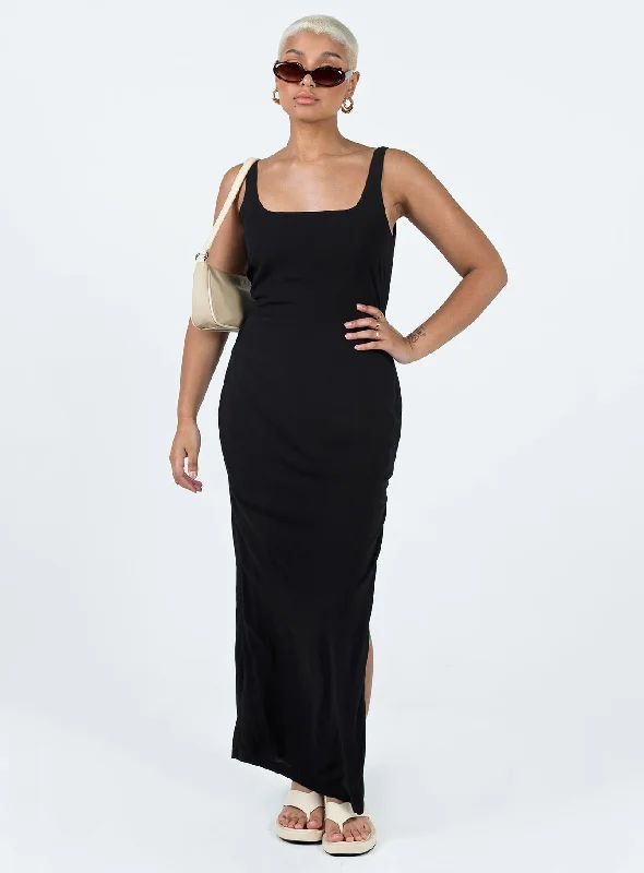 Non - Slip Casual Dresses with Adjustable Straps​ Shanaeya 90s Maxi Dress Black