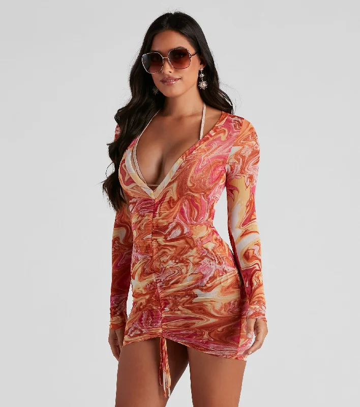 Mini dresses with fringe for a bohemian style Soul Swirls Mesh Cover Up