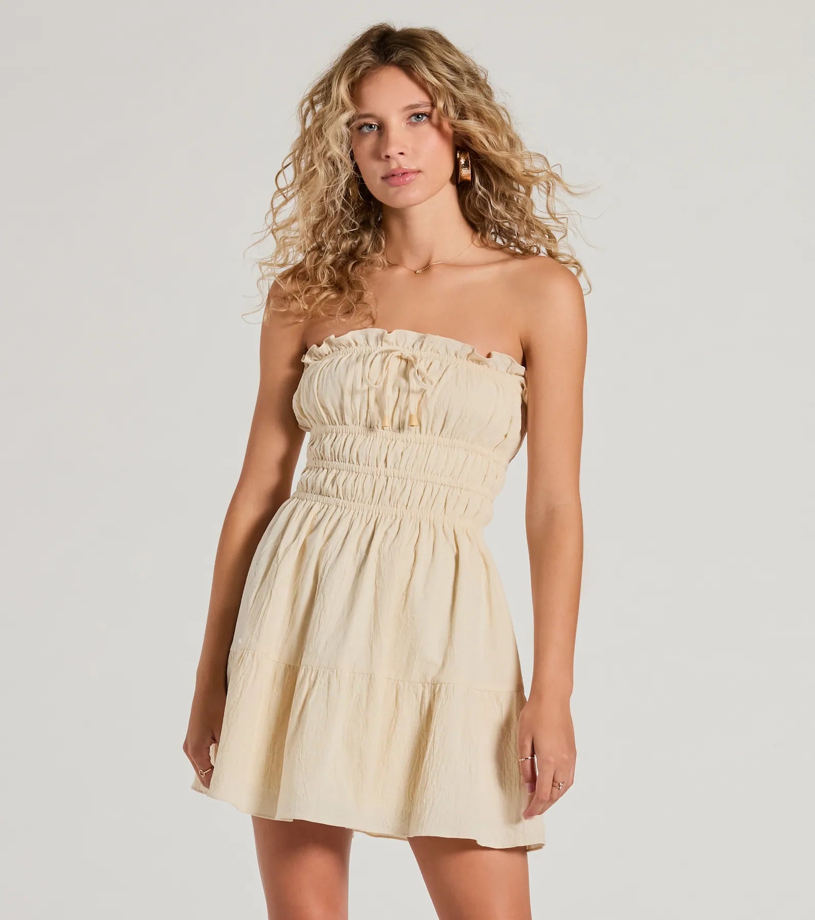 Sleeveless Casual Dresses for Warm Weather True Devotion Strapless Ruffle Skater Mini Dress Sleeveless Casual Dresses for Warm Weather True Devotion Strapless Ruffle Skater Mini Dress