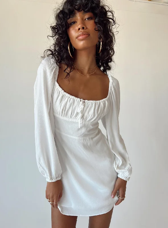 Summer - Appropriate Casual Dresses in Lightweight Materials Elvira Mini Dress White Summer - Appropriate Casual Dresses in Lightweight Materials Elvira Mini Dress White