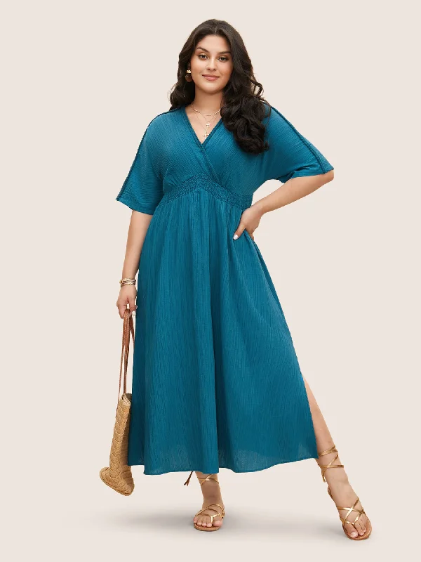 Animal - Print Casual Dresses for a Bold Statement V Neck Shirred Contrast Webbing Split Side Dress Animal - Print Casual Dresses for a Bold Statement V Neck Shirred Contrast Webbing Split Side Dress