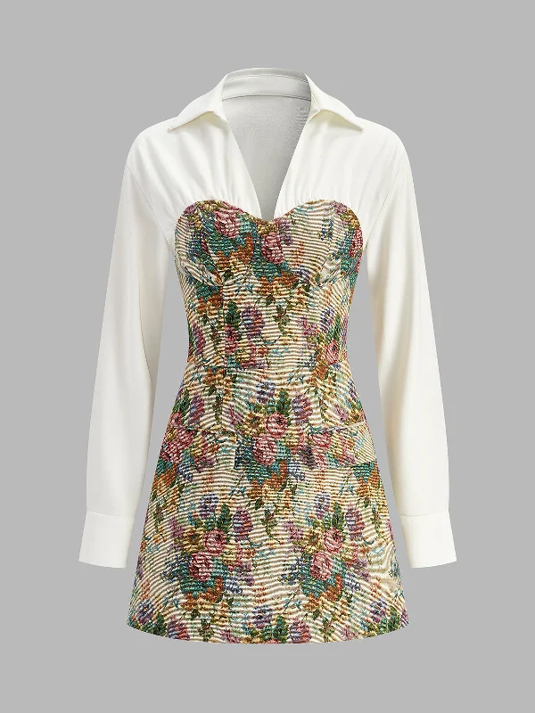 Quick - Dry Casual Dresses for Travel and Outdoor Use 2 in 1 Tweed Floral Zipper Polo Dress Quick - Dry Casual Dresses for Travel and Outdoor Use 2 in 1 Tweed Floral Zipper Polo Dress