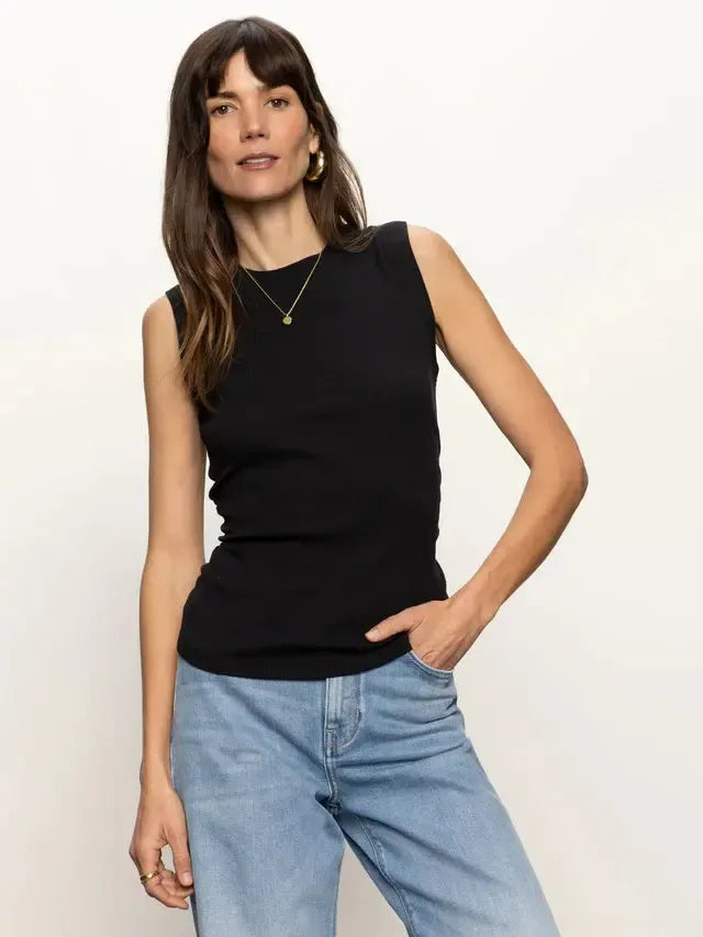 Argyle - Printed Casual Dresses in Pastel Hues​ Sanctuary Ribbed Ruched Tank- Black