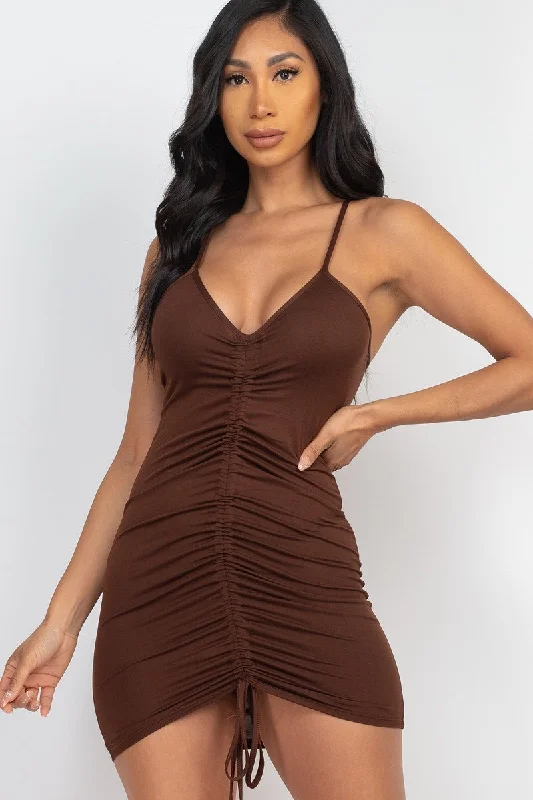 Printed mini dresses for a casual day out Adjustable Dress  Ruched Front Detail Mini Dress