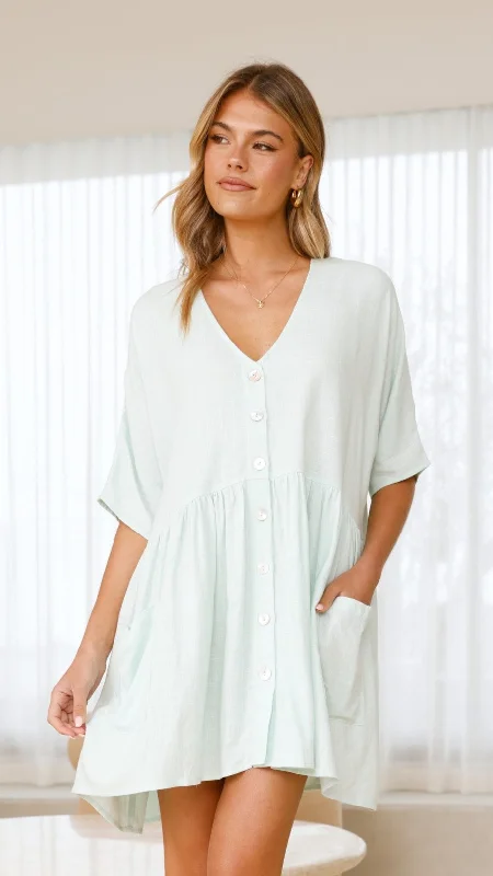 Strapless mini dresses for a beach vacation Leah Mini Dress - Mint
