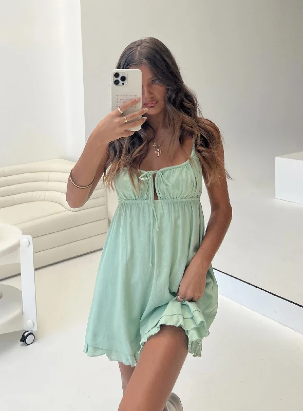 Embroidered Casual Dresses with Intricate Designs​ Empress Of Love Mini Dress Sage