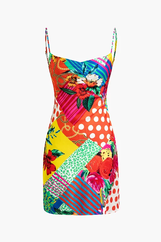 Off - Shoulder Casual Dresses for a Feminine Touch​ Flower Print Slip Mini Dress