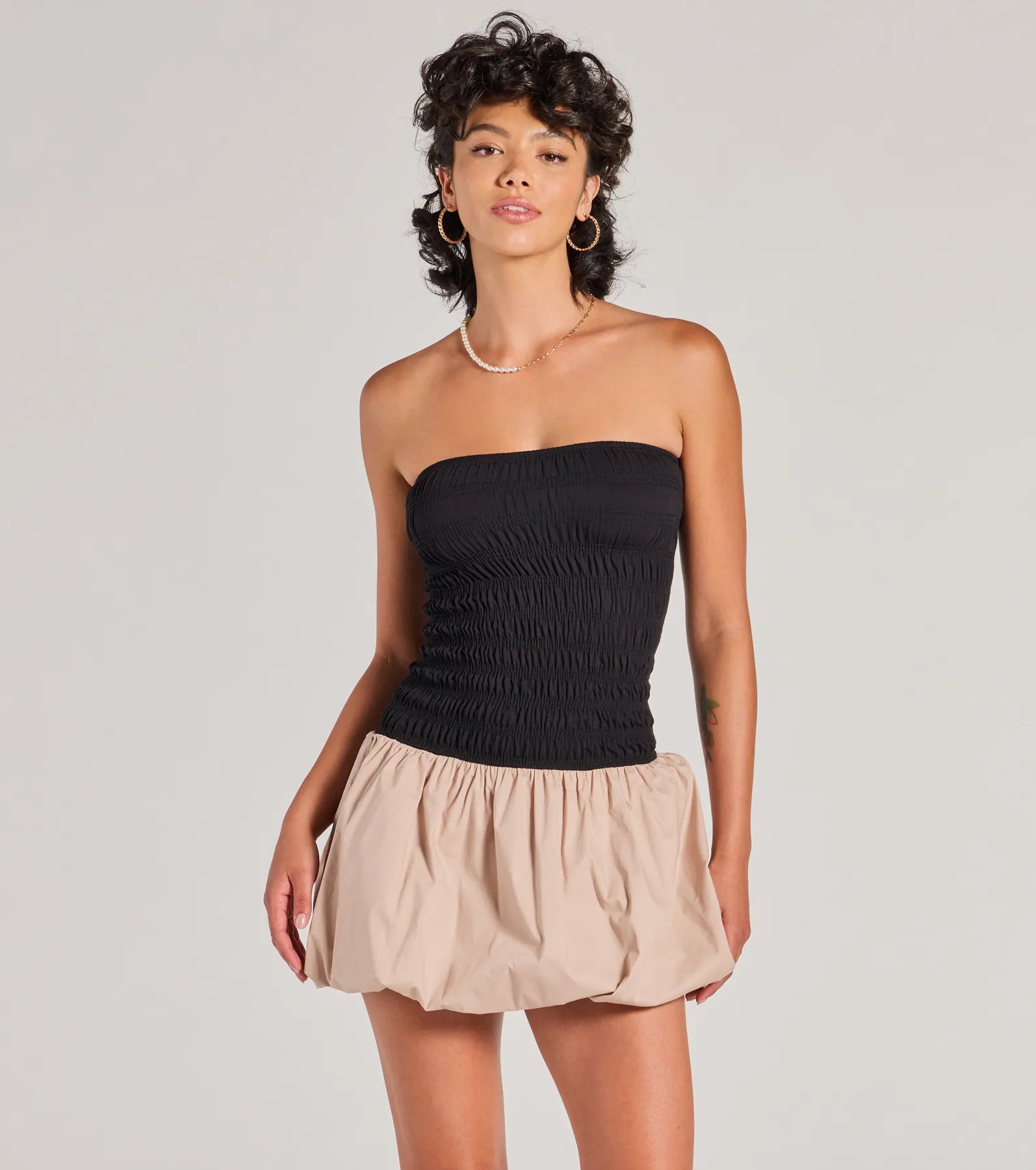 Hat - Friendly Casual Dresses for Outdoor Outfits Always Yours Strapless Bubble Hem Mini Dress Hat - Friendly Casual Dresses for Outdoor Outfits Always Yours Strapless Bubble Hem Mini Dress