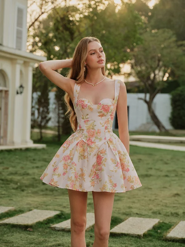 Party Casual Dresses for a Night Out​ Floral Print Sweetheart Sleeveless Dress