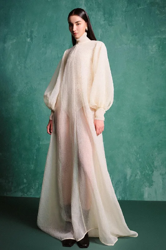 Pocket - Equipped Casual Dresses for Practicality​ Mackenzie Flared Bishop Sleeved Organza Floor Length Dress