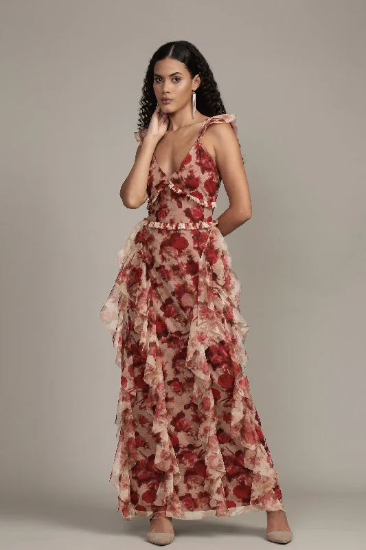 Striped Casual Dresses in Cotton Blend​ Malin Maxi Dress in Rose Floral