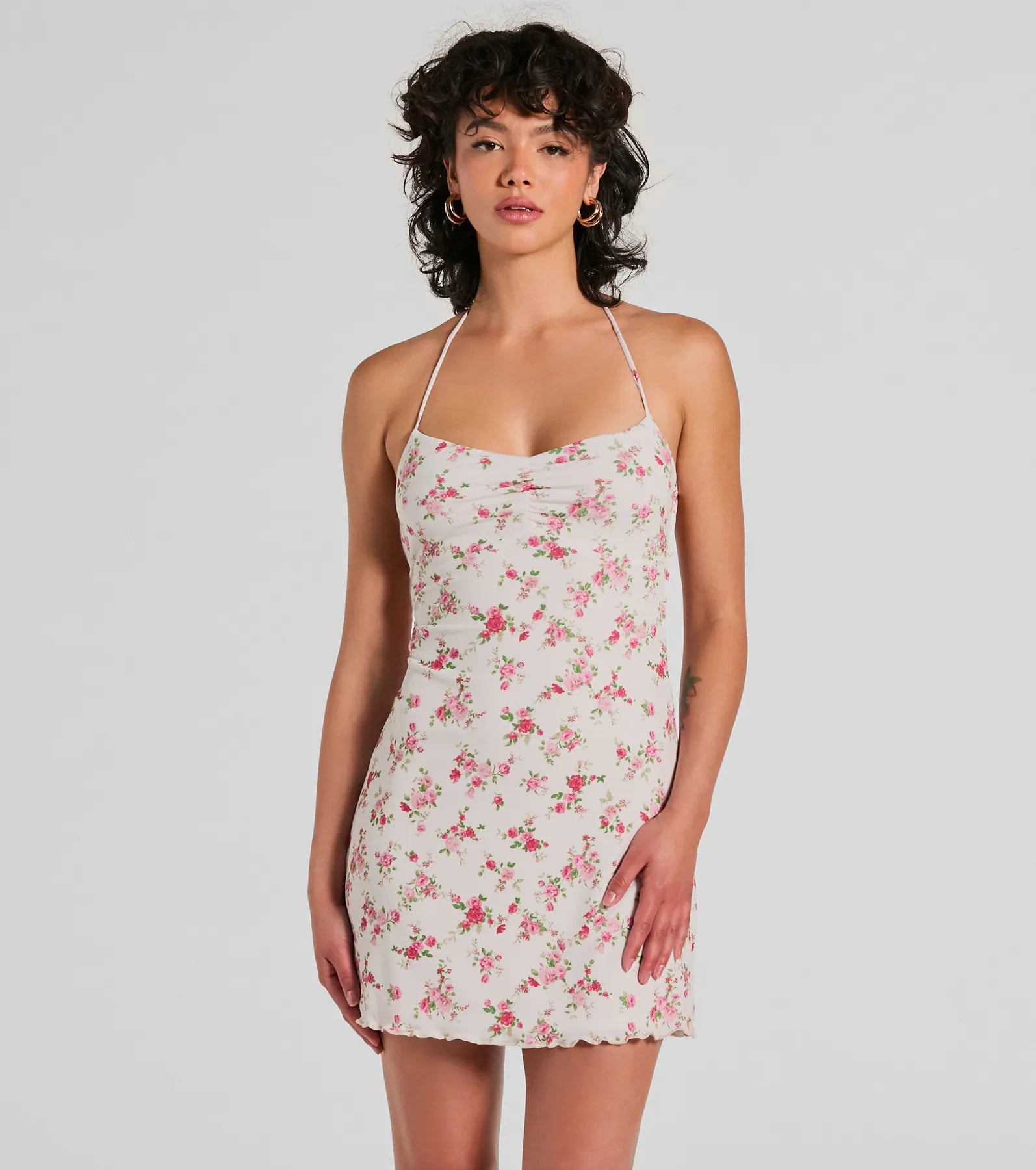 Hat - Friendly Casual Dresses for Outdoor Outfits Summer Loving Halter Strappy Floral Mini Dress Hat - Friendly Casual Dresses for Outdoor Outfits Summer Loving Halter Strappy Floral Mini Dress