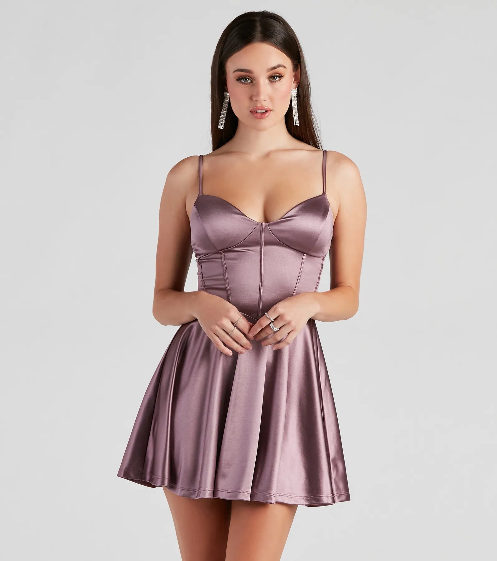 Mini dresses with high - low hems for a modern twist Flirty Feels Satin Skater Dress