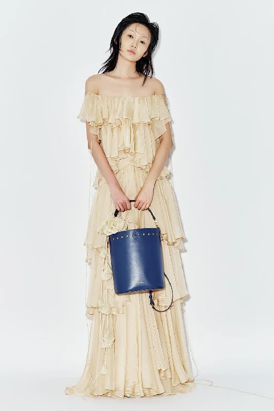 Geometric - Patterned Casual Dresses for a Modern Style​ Gelsemium Layered Ruffled Chiffon Floor Length Dress