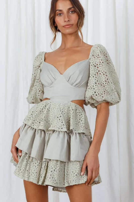 Mini dresses with beaded embellishments for a fancy event Emery Floral Lace Accent Layered Ruffle Tie Back Dress Avocado Mini dresses with beaded embellishments for a fancy event Emery Floral Lace Accent Layered Ruffle Tie Back Dress Avocado