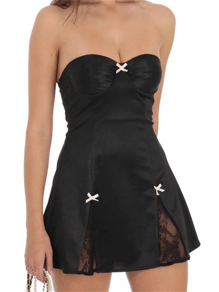 Mini dresses with keyhole necklines FashionSierra - 2024 Strapless Off Shoulder Backless Bow Mini Dress Mini dresses with keyhole necklines FashionSierra - 2024 Strapless Off Shoulder Backless Bow Mini Dress