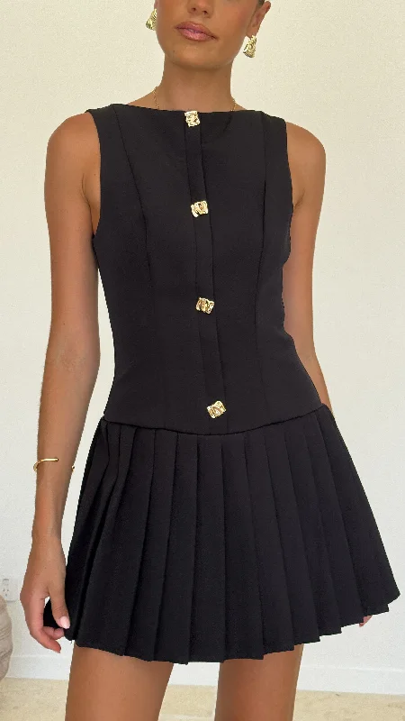 Mini dresses with pom - pom trims for a playful feel Vesperus Mini Dress - Black