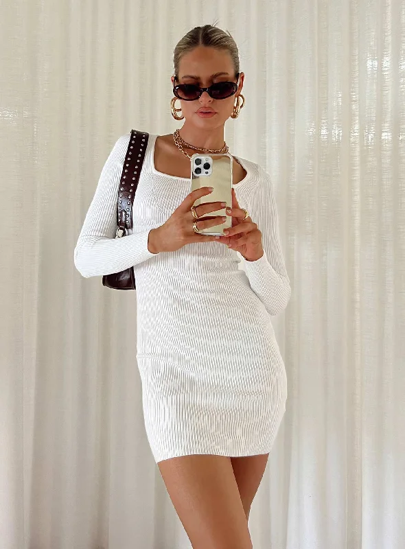 Button - Down Casual Dresses for a Classic Vibe​ Ester Long Sleeve Mini Dress White
