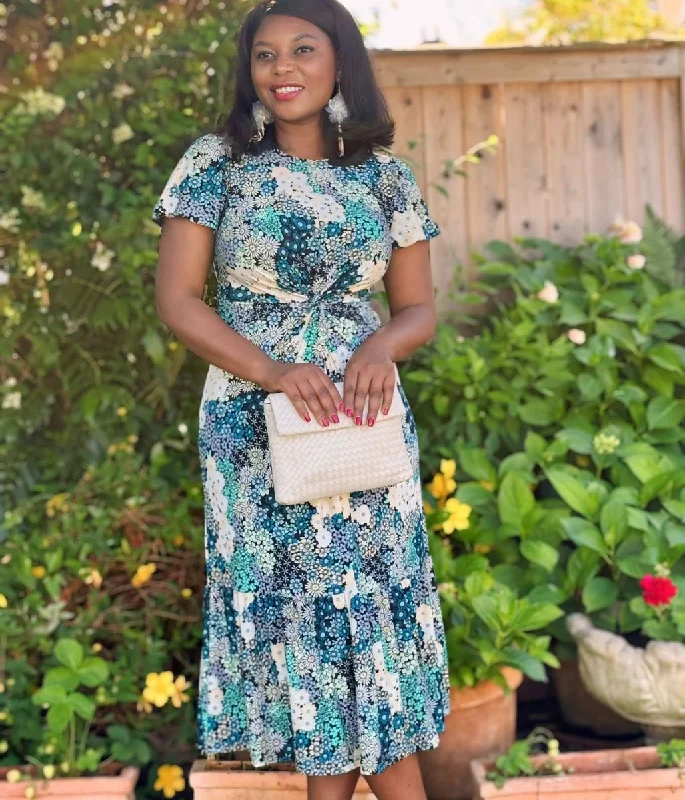 Organic Cotton Casual Dresses for a Natural Choice​ Teal Floral Summer Midi Dress