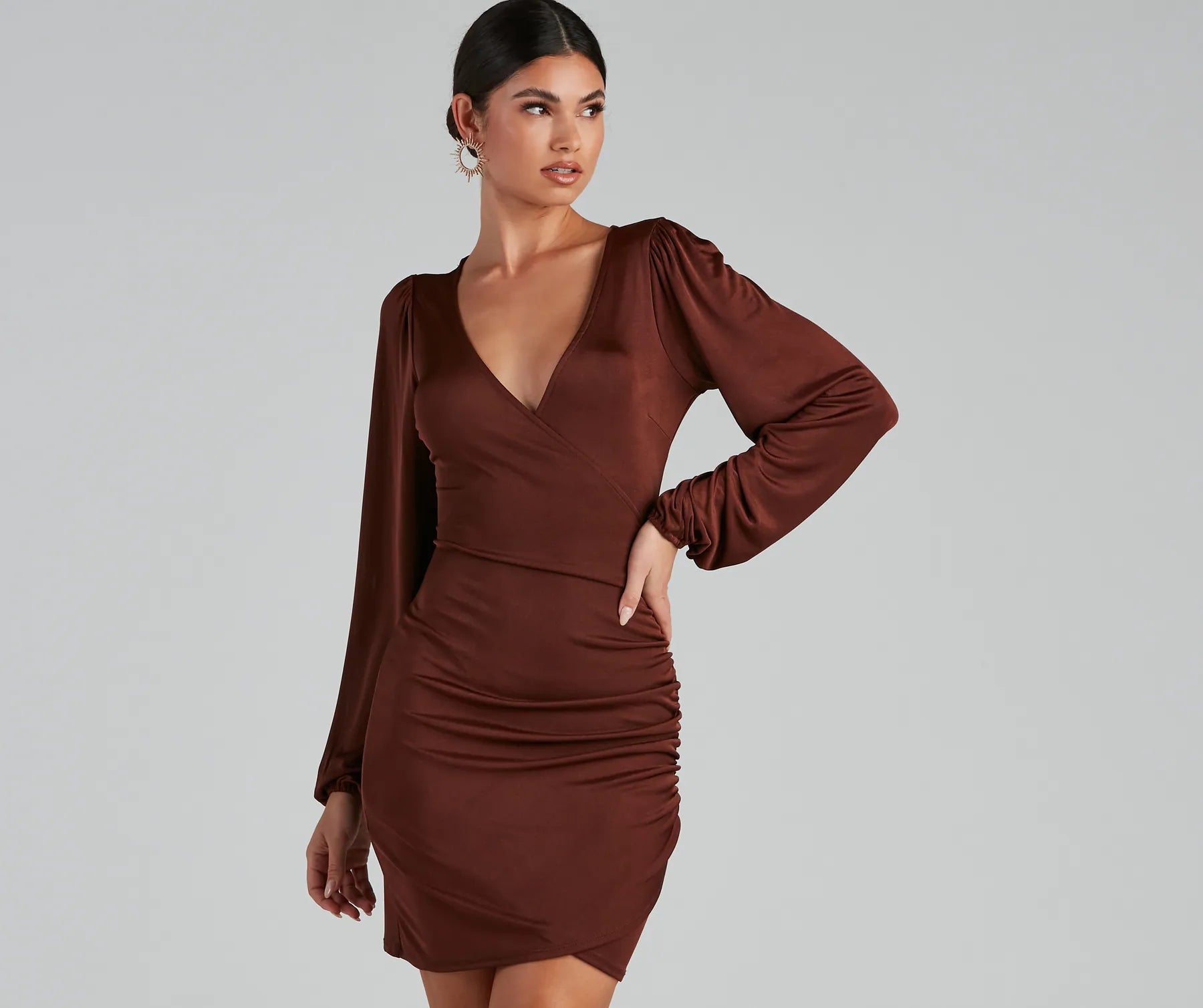 Mini dresses with fringe for a bohemian style Out For The Night Plunge Wrap Mini Dress