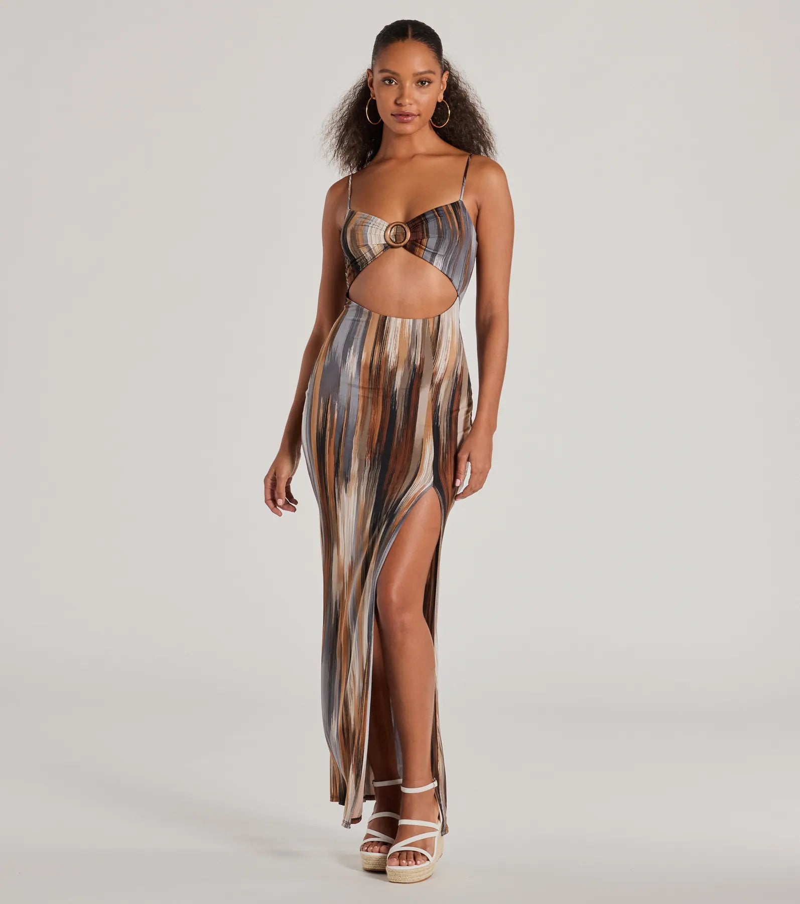 Party Casual Dresses for a Night Out​ Beauty On Vacay Cutout Abstract Maxi Dress