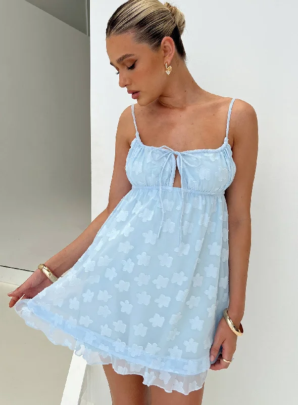 Satin mini dresses for a luxurious feel Empress Of Love Mini Dress Blue Floral Applique Satin mini dresses for a luxurious feel Empress Of Love Mini Dress Blue Floral Applique