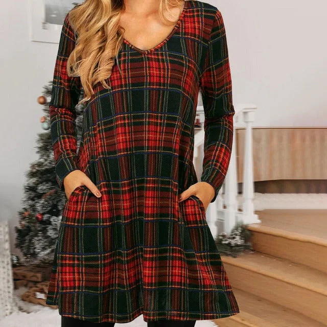 Mini dresses with tassel accents for a fun touch Casual Plaid Print Dress
