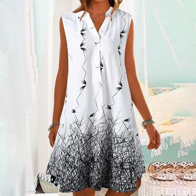 Mini dresses with criss - cross backs for a flirty look Casual Sleeveless Printed Dress