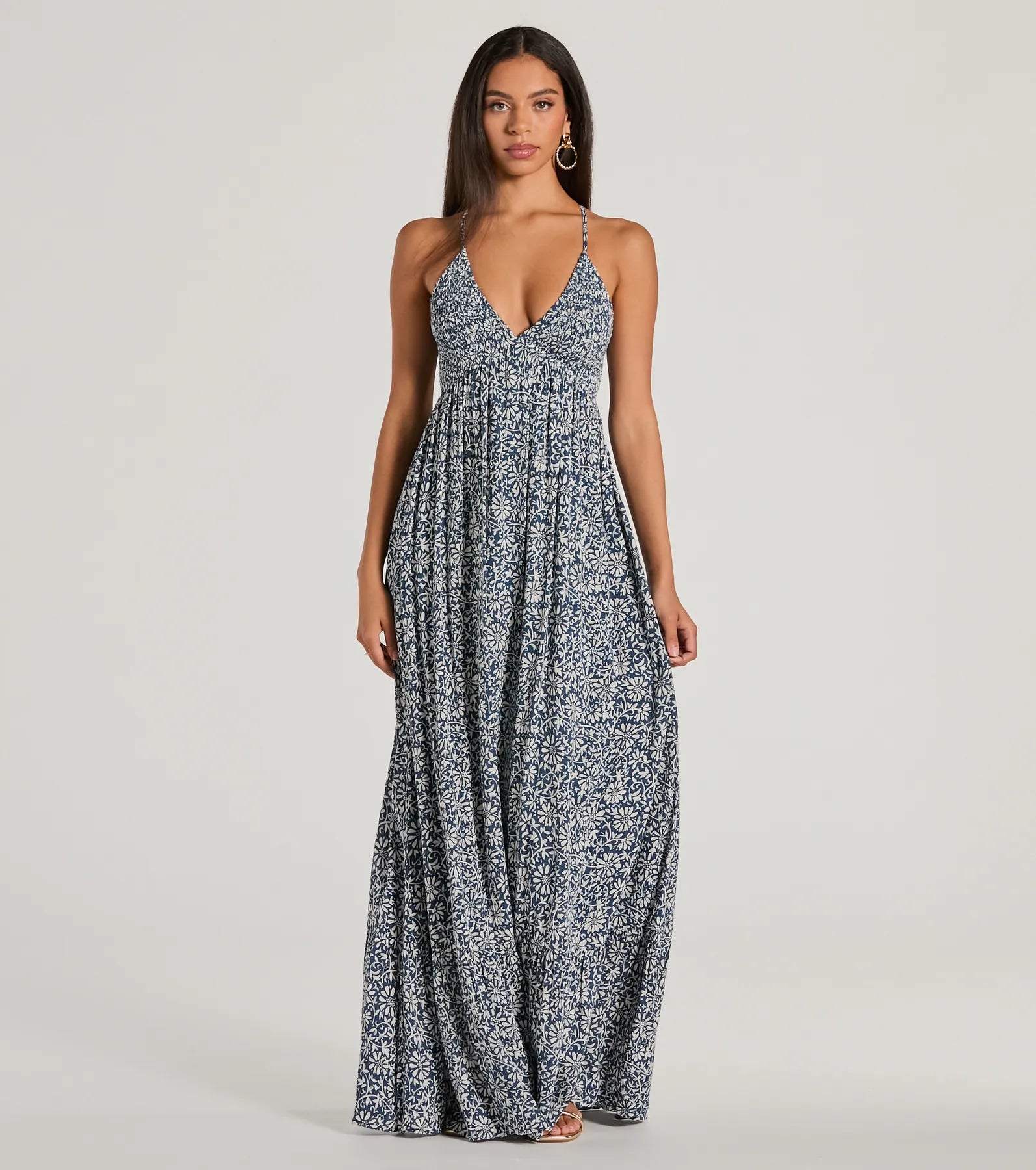Party Casual Dresses for a Night Out​ Stroll The Beach V-Neck Floral Paisley Maxi Dress