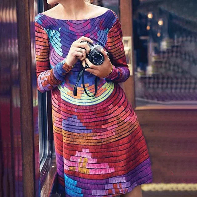 Mini dresses with abstract prints for an artistic look Multicolored Abstract Print Dress