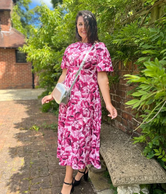 Dry - Clean - Only Casual Dresses for Delicate Fabrics​ Pink Floral Kate Midi Dress