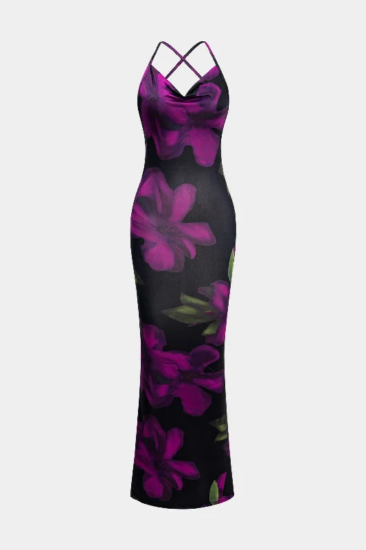 Anti - Wrinkle Casual Dresses for Easy Maintenance Floral Print Backless Sleeveless Maxi Dress Anti - Wrinkle Casual Dresses for Easy Maintenance Floral Print Backless Sleeveless Maxi Dress