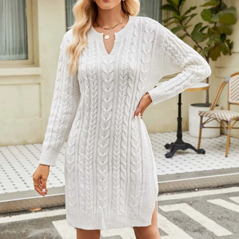 Animal print mini dresses for a bold statement Casual Cable Knit Dress