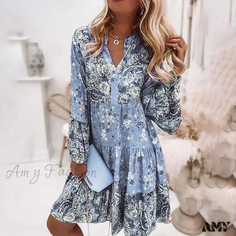 Rain - Resistant Casual Dresses for Wet Weather Amy Fashion - Summer Floral Print V Neck Ruffles Boho Dress Rain - Resistant Casual Dresses for Wet Weather Amy Fashion - Summer Floral Print V Neck Ruffles Boho Dress