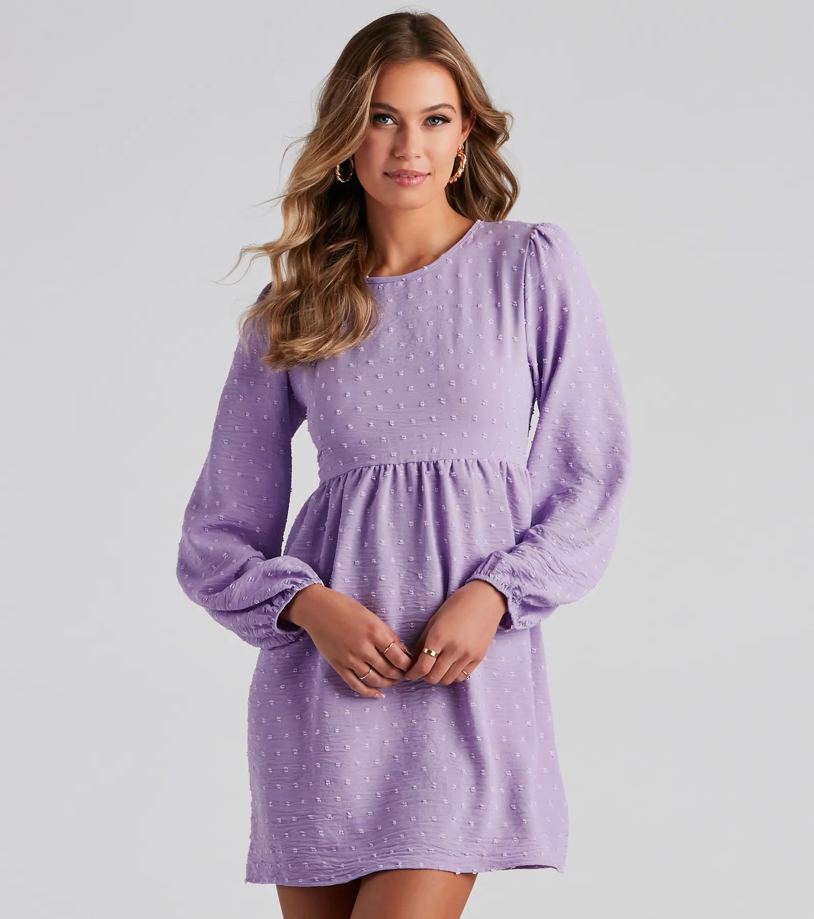 Mini dresses with cold - shoulder designs Whimsy Charm Swiss Dot Skater Dress