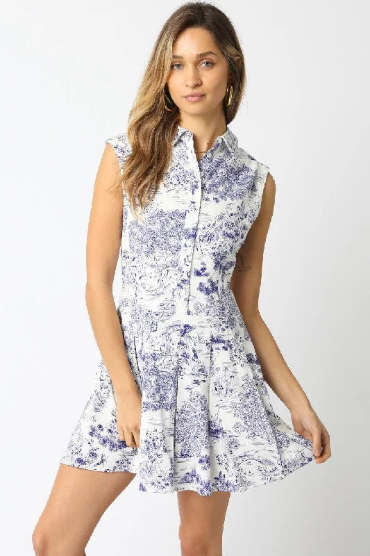 Neon - Colored Casual Dresses for a Trendy Look​ Genny Floral Dress- White/ Blue