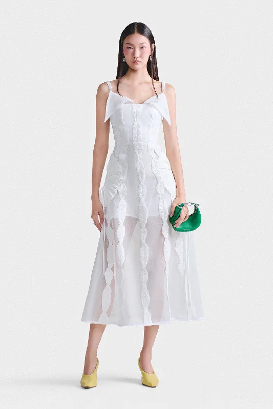Boho Style Casual Dresses with Fringe Details​ Leaf Whisper Midi Dress