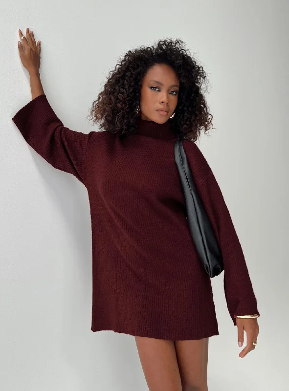Floral print mini dresses for summer parties Sonelle Knit Mini Dress Burgundy