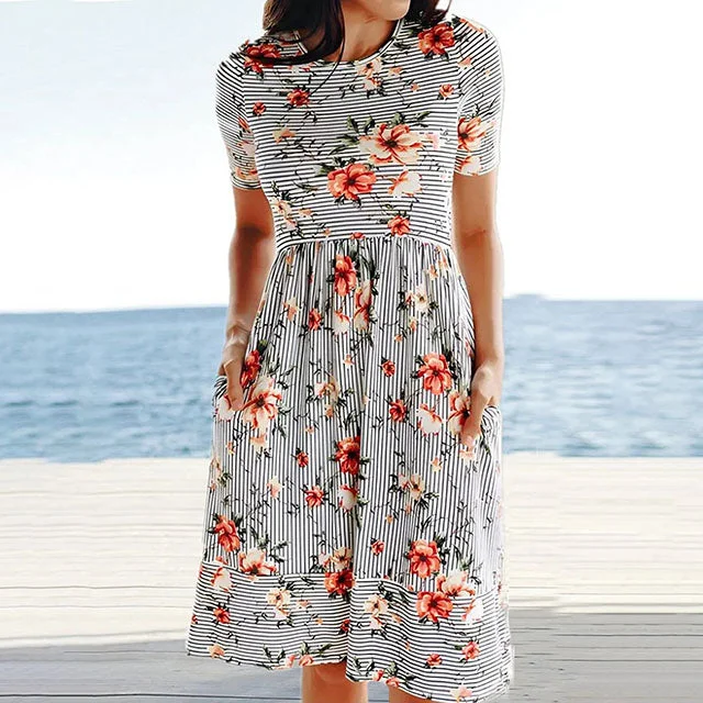 Ruffled mini dresses for a romantic touch Floral And Striped Dress
