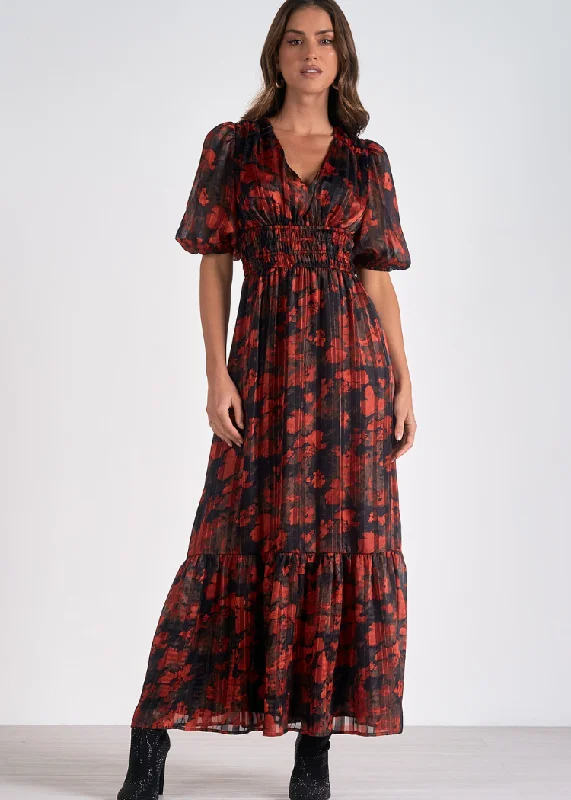 Zip - Front Casual Dresses for Easy On and Off​ Elan Elaine Floral Dress- Red ***FINAL SALE***