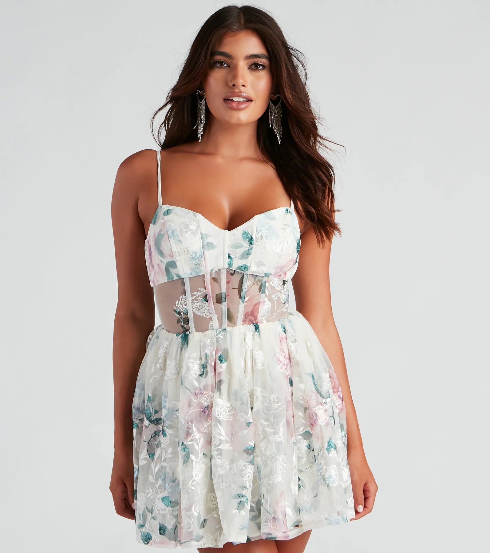 Mini dresses with abstract prints for an artistic look Gabriella Floral Mesh Party Dress Mini dresses with abstract prints for an artistic look Gabriella Floral Mesh Party Dress