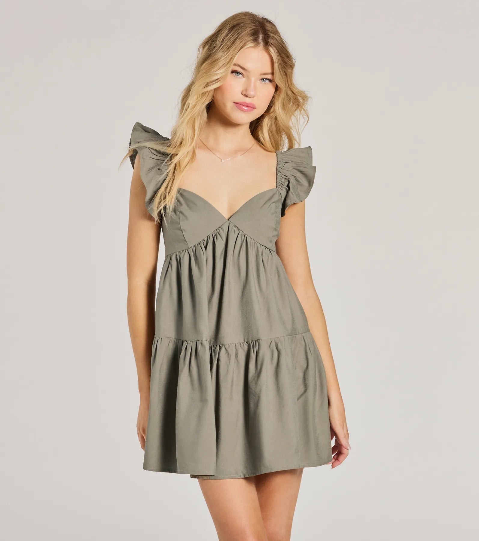 Maternity Casual Dresses for Pregnant Women​ Beyond Precious V-Neck Ruffle Babydoll Dress