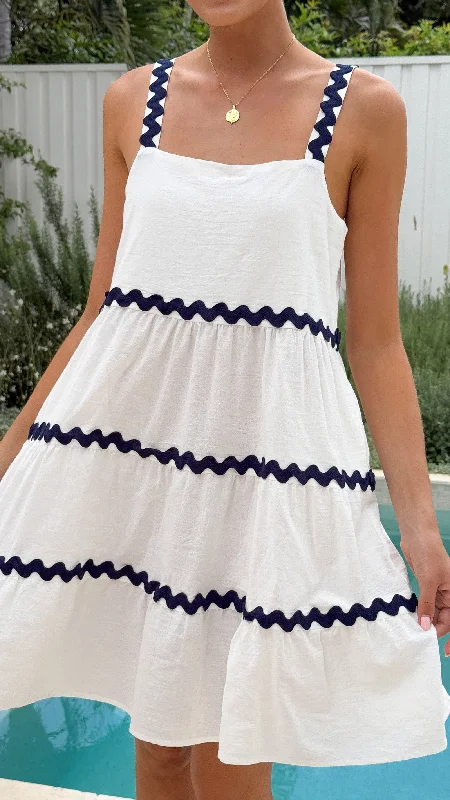 Mini dresses with button - down fronts Cosima Mini Dress - White/Navy