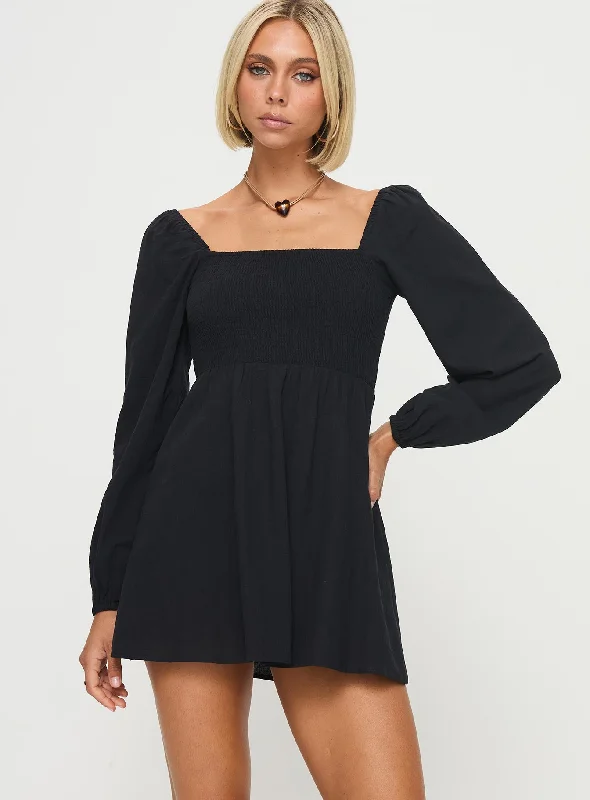 Button - Down Casual Dresses for a Classic Vibe Summer Nights Long Sleeve Mini Dress Black Button - Down Casual Dresses for a Classic Vibe Summer Nights Long Sleeve Mini Dress Black