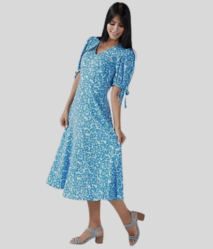 Home - Wear Casual Dresses for Comfort at Home​ Blue Floral Rosie Midi Dress 8